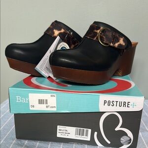 BareTraps Black and Brown Mules with Platform Sole
